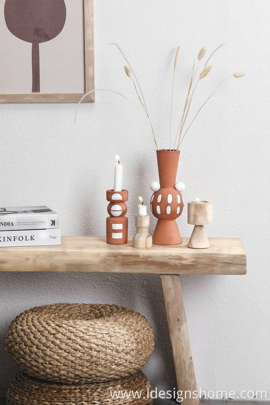 Red Ceramic Vase with Patterns